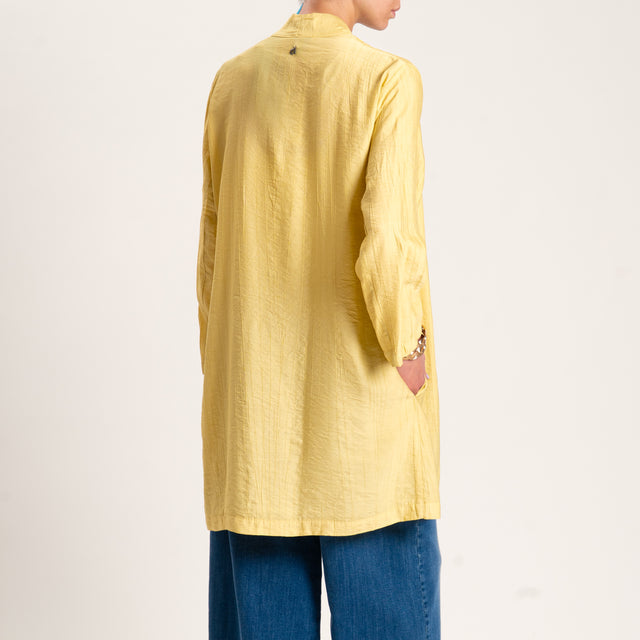 Dixie-Kimono viscosa goffrato con tasche - kaky