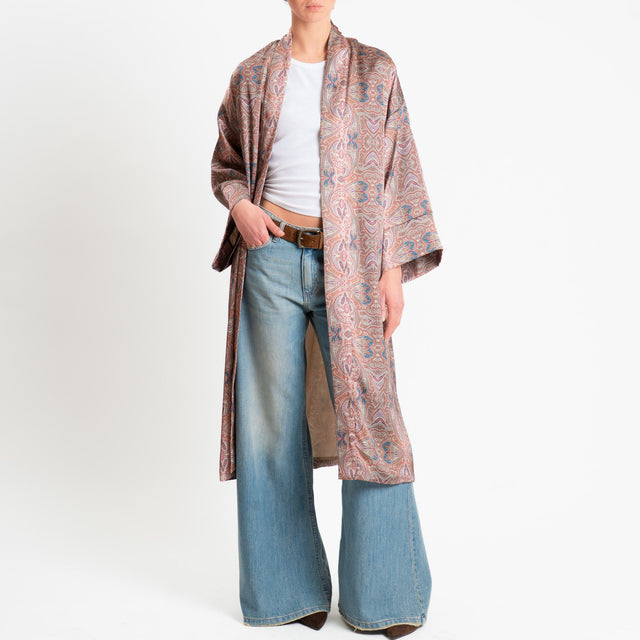 Dixie-Kimono fantasia cashmere - arancio/blu/red