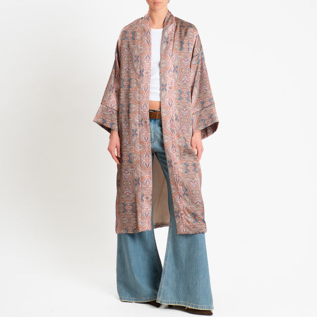 Dixie-Kimono fantasia cashmere - arancio/blu/red