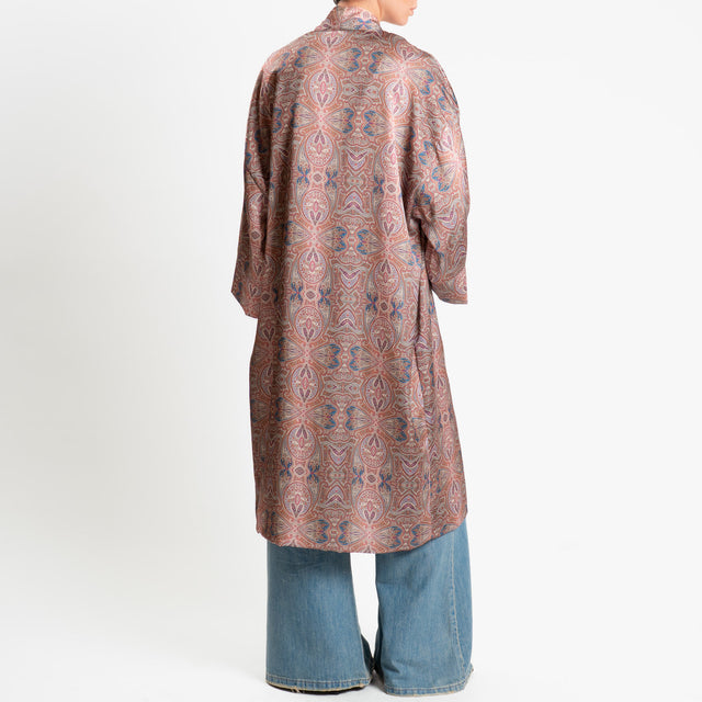 Dixie-Kimono fantasia cashmere - arancio/blu/red