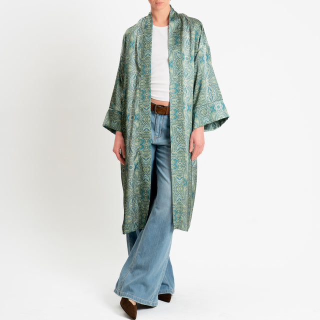 Dixie-Kimono fantasia cashmere - verde/ottanio/beige