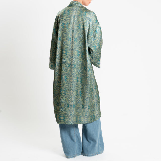 Dixie-Kimono fantasia cashmere - verde/ottanio/beige