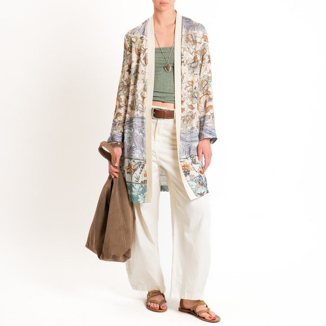 Dixie-Kimono fantasia floreale - burro/beige/salvia