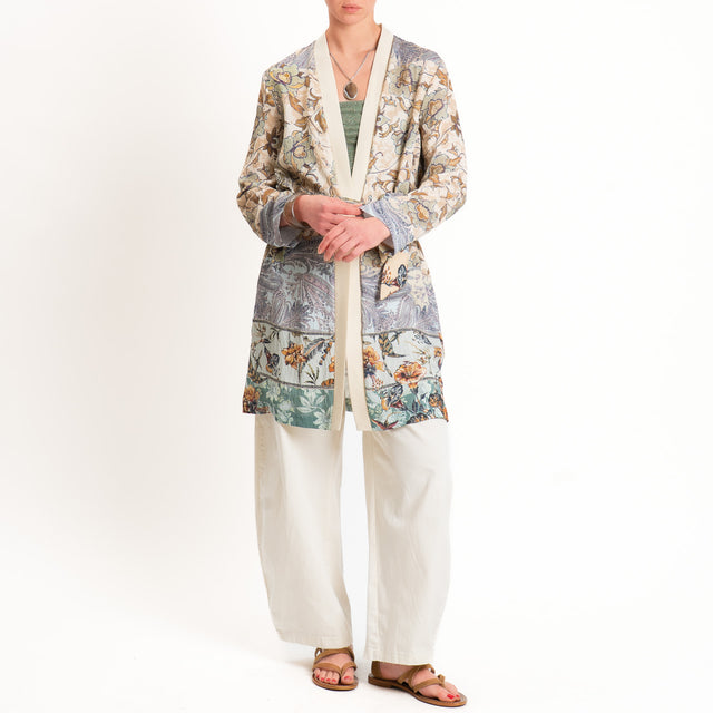 Dixie-Kimono fantasia floreale - burro/beige/salvia