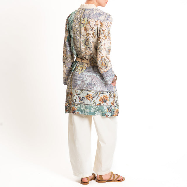 Dixie-Kimono fantasia floreale - burro/beige/salvia