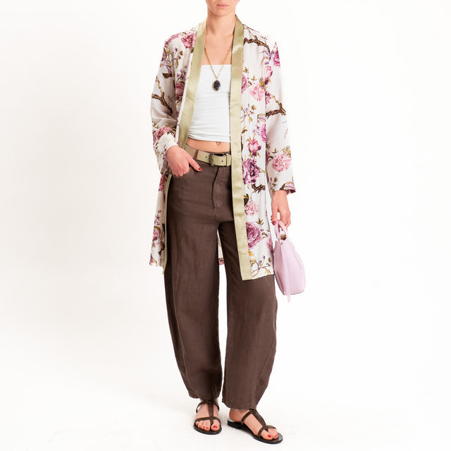 Dixie-Kimono fantasia floreale con cintura - burro/rosa/militare