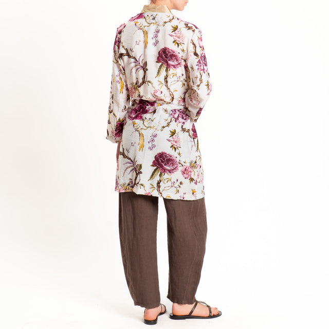 Dixie-Kimono fantasia floreale con cintura - burro/rosa/militare