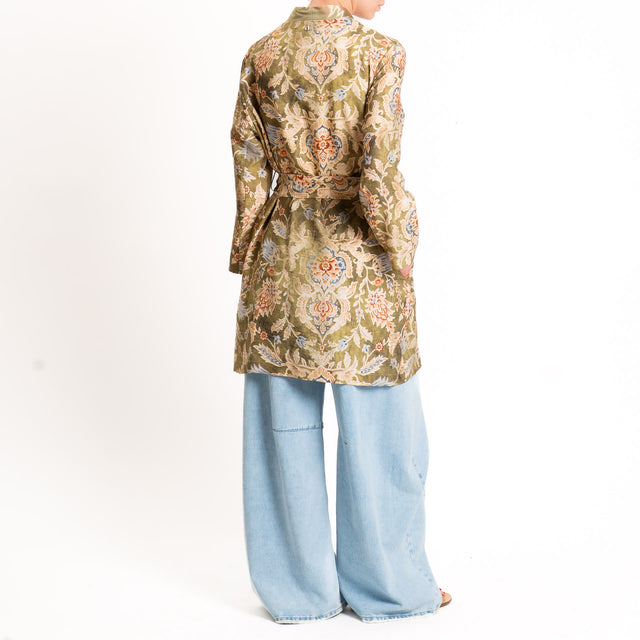 Dixie-Kimono fantasia floreale con cintura - verde/beige/jeans