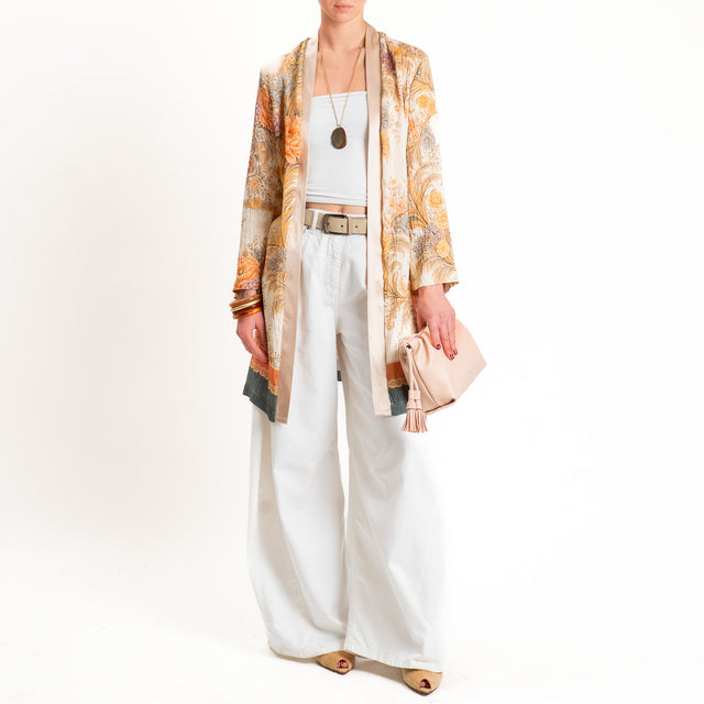 Dixie-Kimono fantasia floreale con cintura - sand/orange/beige