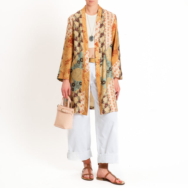Dixie-Kimono fantasia con cintura - beige/salvia/coccio