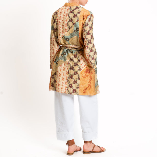 Dixie-Kimono fantasia con cintura - beige/salvia/coccio