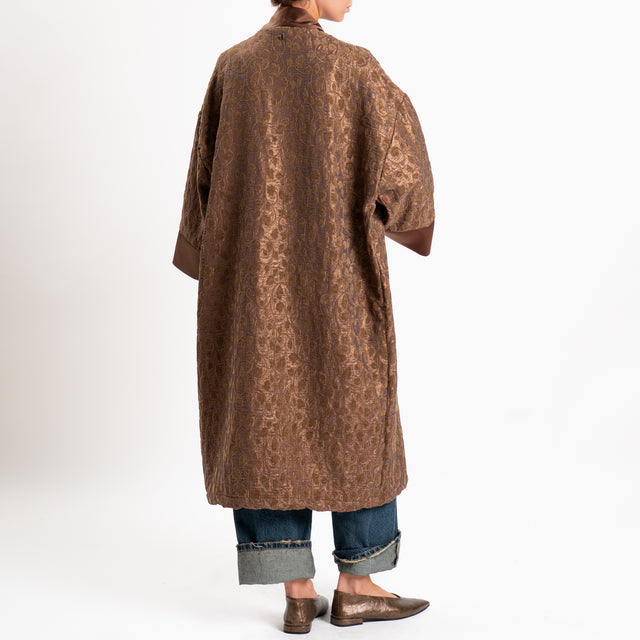 Dixie-Kimono lungo damascato in ciniglia - choco