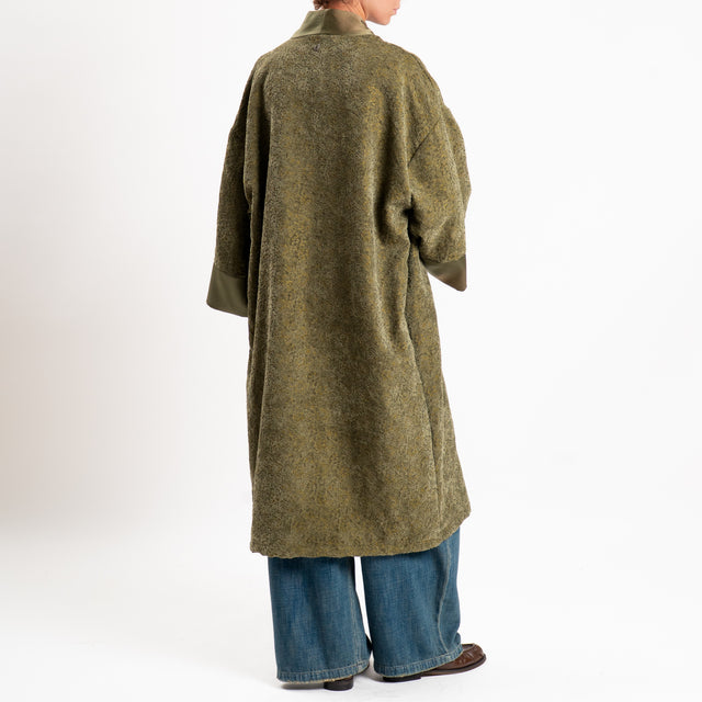 Dixie-Kimono lungo damascato in ciniglia - verde