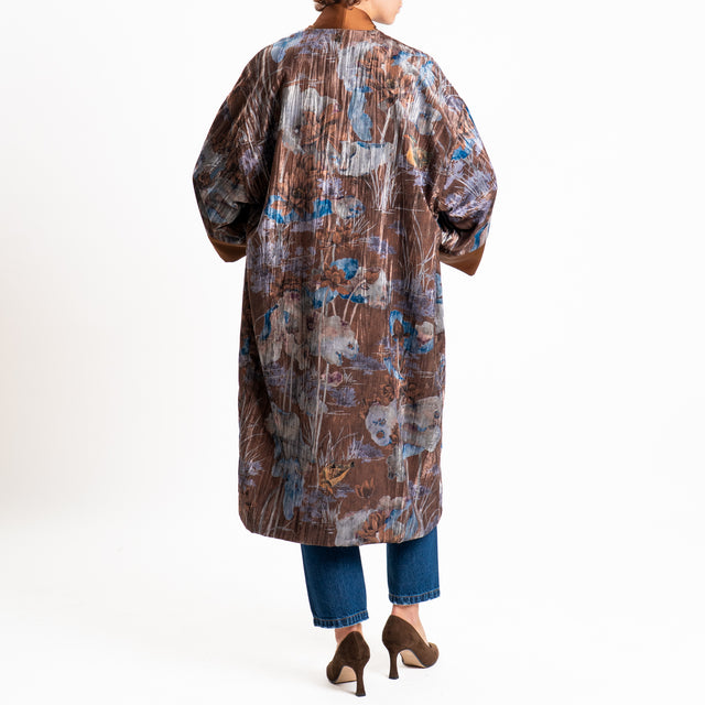 Dixie-Kimono velluto fantasia - moro/ottanio