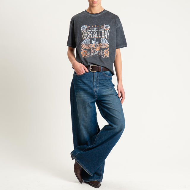 Dixie- T-shirt "ROCK ALL DAY" - grigio