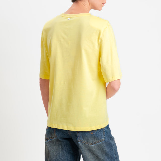 Dixie-T-shirt mezza manica con spalline - giallo