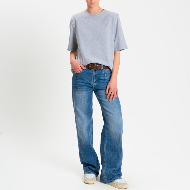 Dixie-T-shirt mezza manica con spalline - grigio