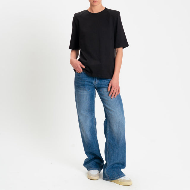 Dixie-T-shirt mezza manica con spalline - nero