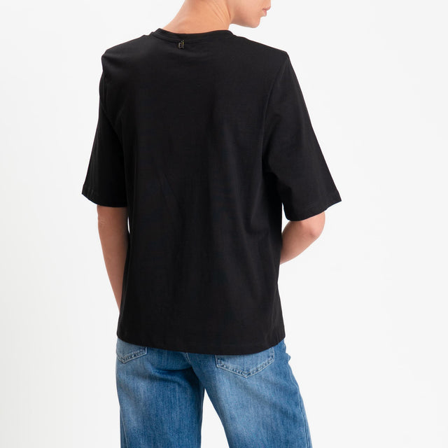Dixie-T-shirt mezza manica con spalline - nero