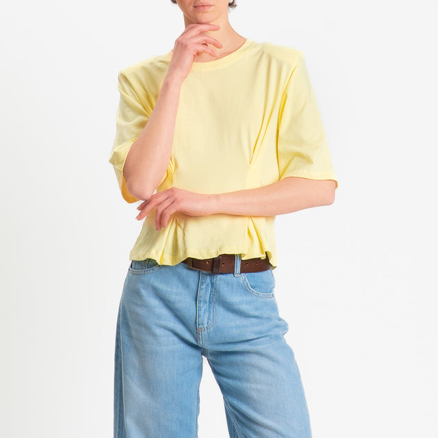 Dixie-T-shirt spalline con riprese davanti - yellow