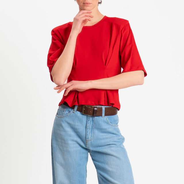 Dixie-T-shirt spalline con riprese davanti - rosso