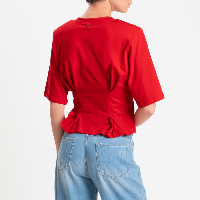 Dixie-T-shirt spalline con riprese davanti - rosso