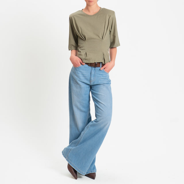 Dixie-T-shirt spalline con riprese davanti - militare