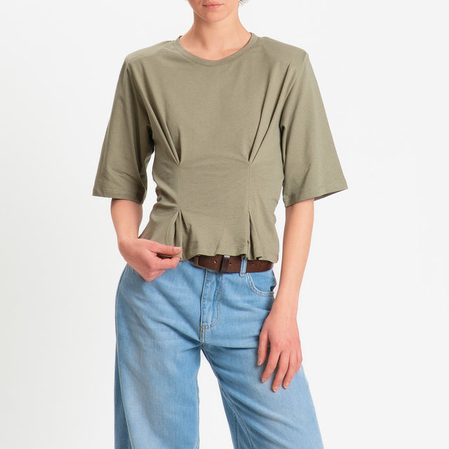 Dixie-T-shirt spalline con riprese davanti - militare