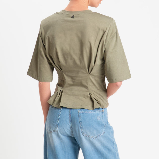 Dixie-T-shirt spalline con riprese davanti - militare