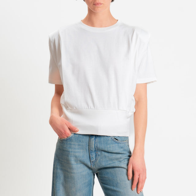 Dixie-T-shirt spalline con pinces - bianco