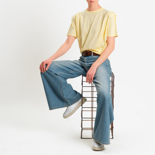 Dixie-T-shirt spalline con pinces - giallo