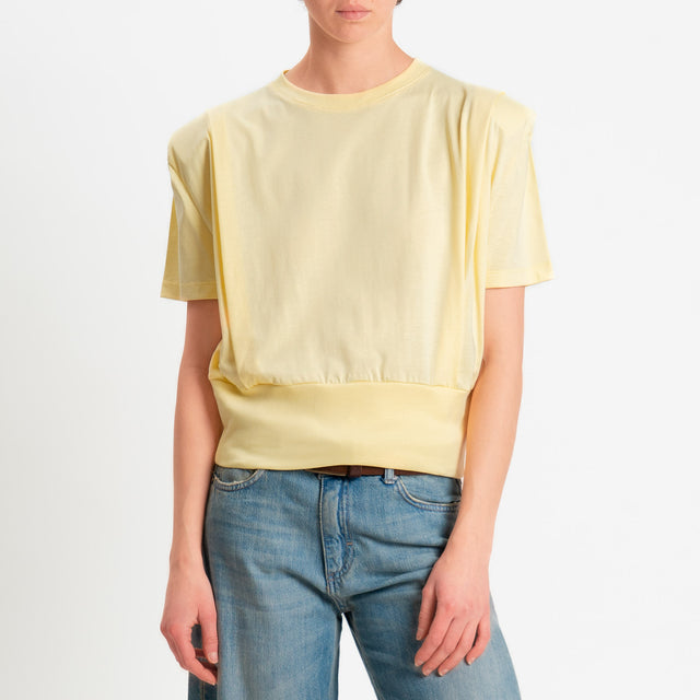 Dixie-T-shirt spalline con pinces - giallo