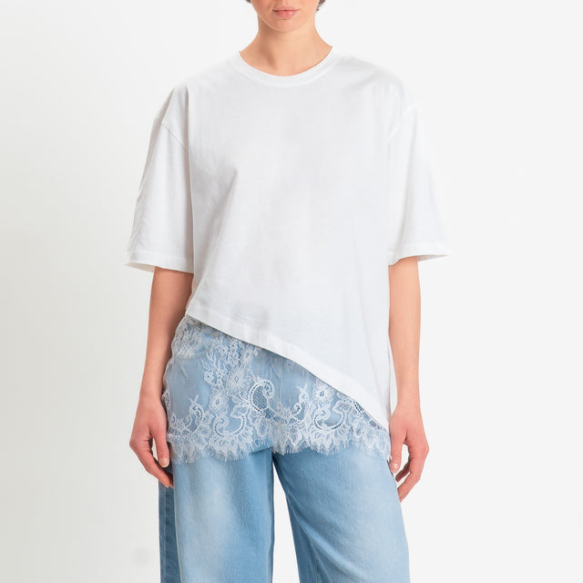Dixie-T-shirt asimmetrica con pizzo - panna