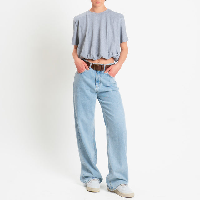 Dixie-T-shirt girocollo elastico in vita - grigio