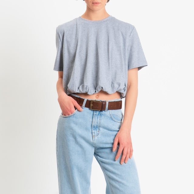 Dixie-T-shirt girocollo elastico in vita - grigio