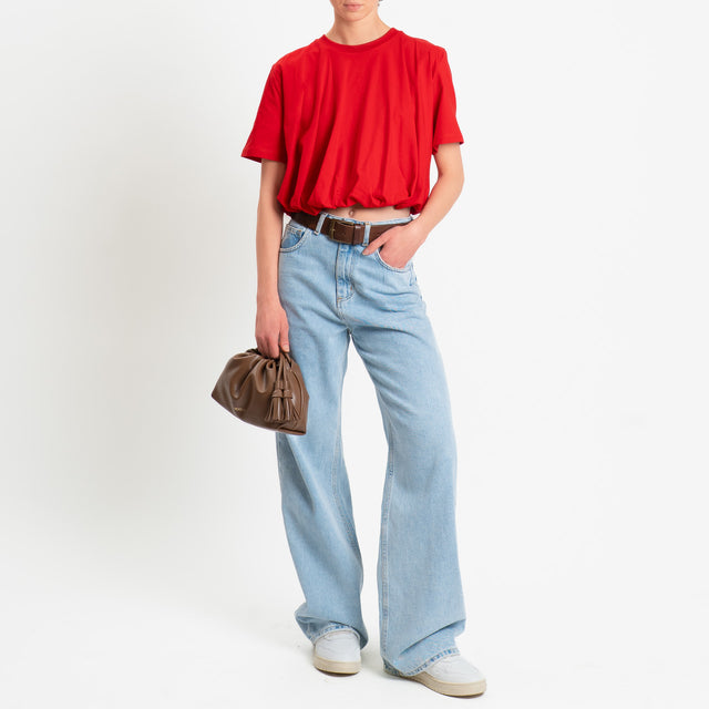 Dixie-T-shirt girocollo elastico in vita - rosso