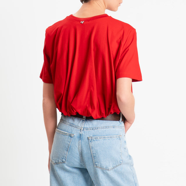 Dixie-T-shirt girocollo elastico in vita - rosso