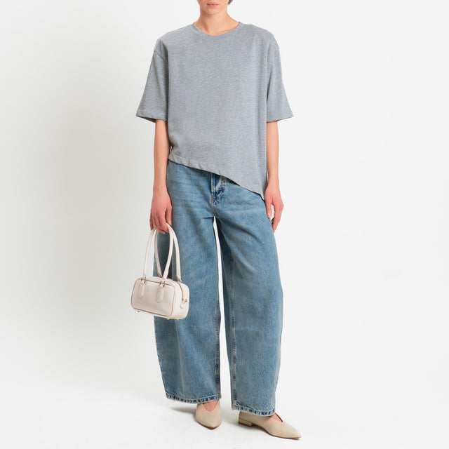Dixie-T-shirt asimmetrica con spalline - grigio