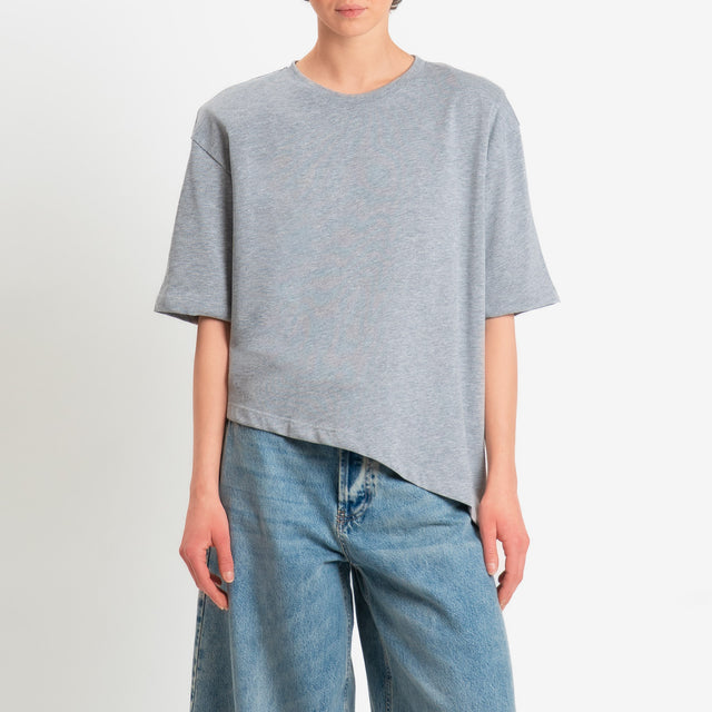 Dixie-T-shirt asimmetrica con spalline - grigio