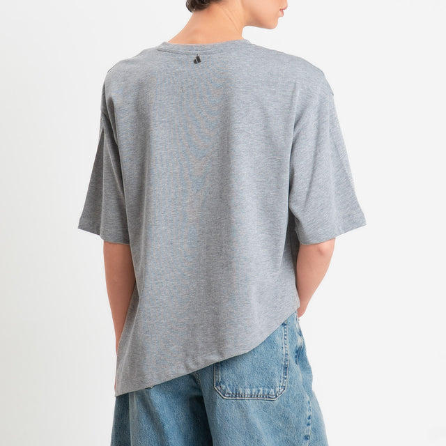 Dixie-T-shirt asimmetrica con spalline - grigio