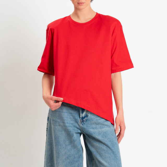 Dixie-T-shirt asimmetrica con spalline - rosso