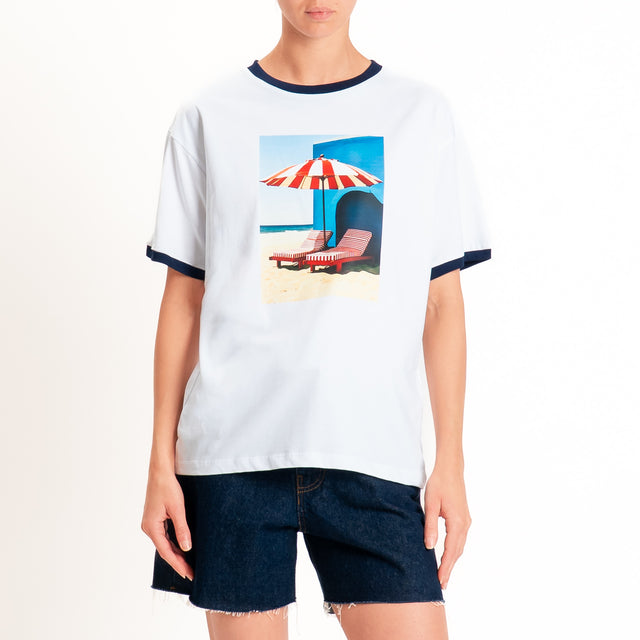 Dixie-T-shirt con stampa - bianco/blu
