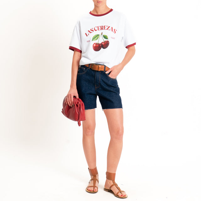 Dixie-T-shirt "LAS CEREZAS" - bianco/bordeaux