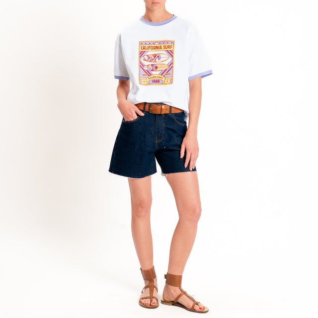 Dixie-T-shirt "CALIFORNIA SURF" - bianco/lilla
