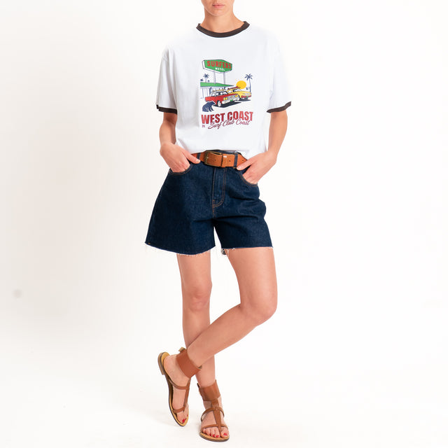 Dixxie-T-shirt stampa "WEST COAST" - bianco/moro