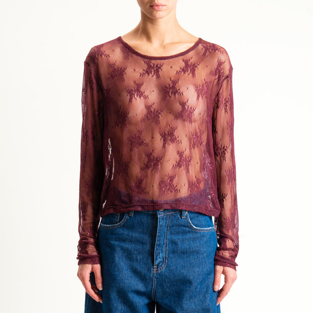 Dixie-Blusa in pizzo - Bordeaux