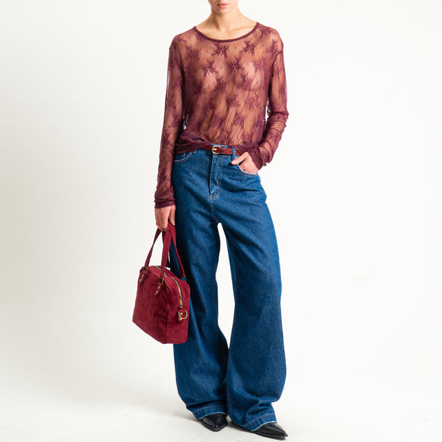 Dixie-Blusa in pizzo - Bordeaux