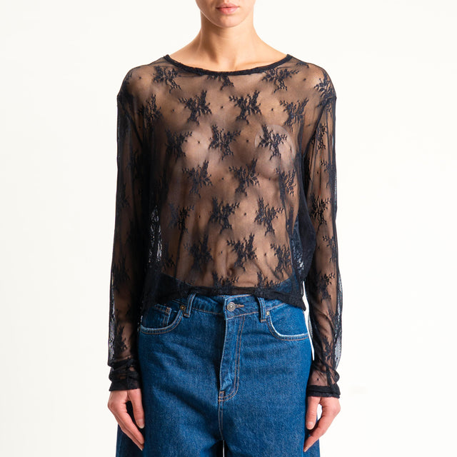 Dixie-Blusa in pizzo - nero