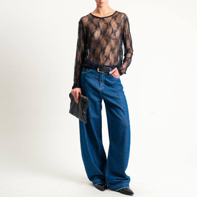 Dixie-Blusa in pizzo - nero