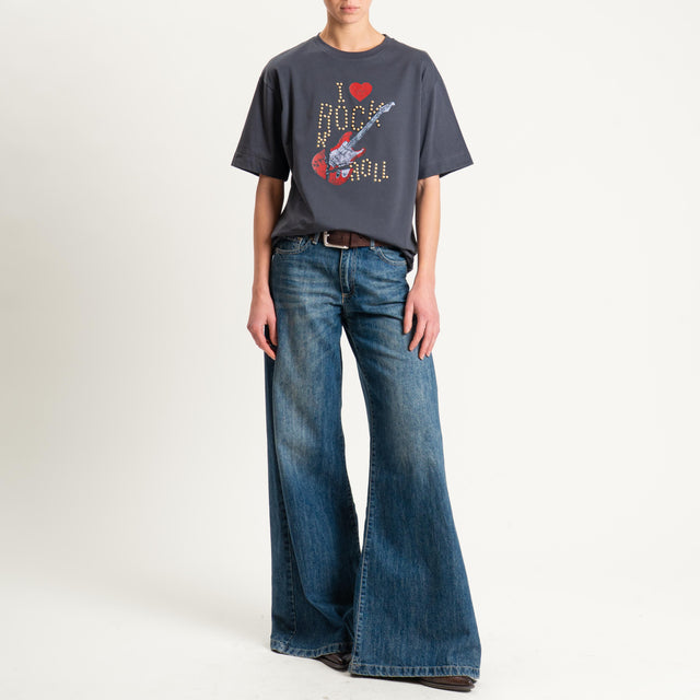 Dixie-T-shirt "I LOVE ROCK N'ROLL" - piombo